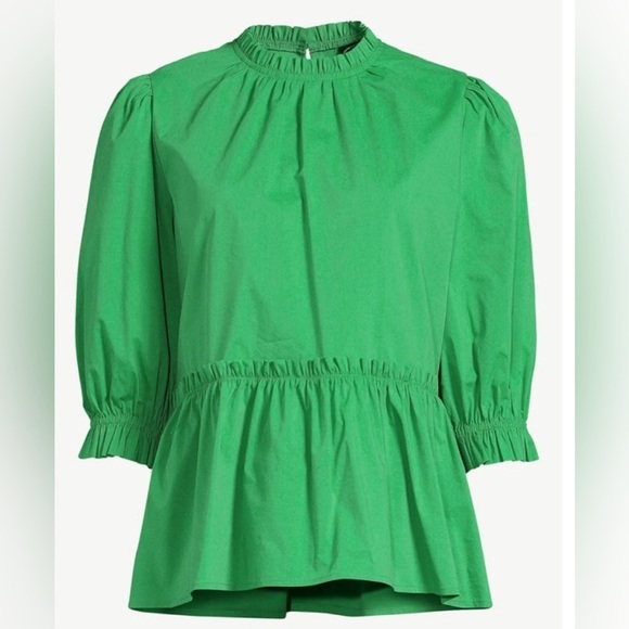 SCOOP GREEN BLOUSE - Picture 1 of 6